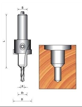 TCT countersink bit με κόκκινο (LH) ή μαύρου χρώματος (RH) που έχουν χρωματιστεί επιφάνεια